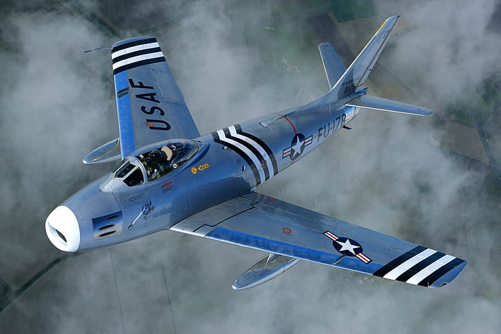 Caças a jato, Sabre F-86 norte-americano, Aviões, Caça a jato, Avião de guerra, HD papel de parede