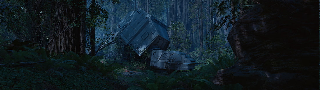 atat, Battle of Endor, Dual Monitors, Endor, Star Wars, Star Wars: Battlefront, gry wideo, Tapety HD HD wallpaper