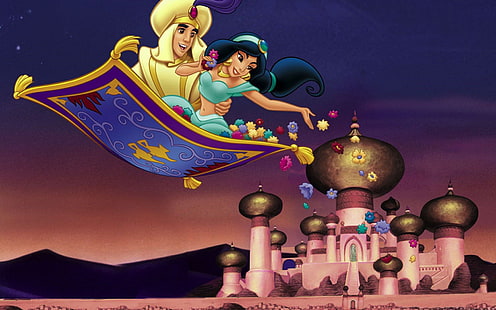 Принцесса Жасмин и Аладдин Летающий ковер Hd Обои 1920 × 1200, HD обои HD wallpaper