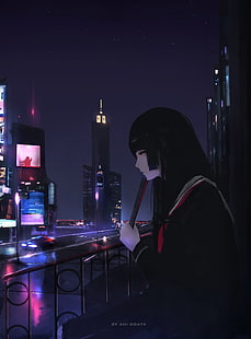 Джигоку Сёдзё, аниме девушки, Энма Ай, Аой Огата, HD обои HD wallpaper