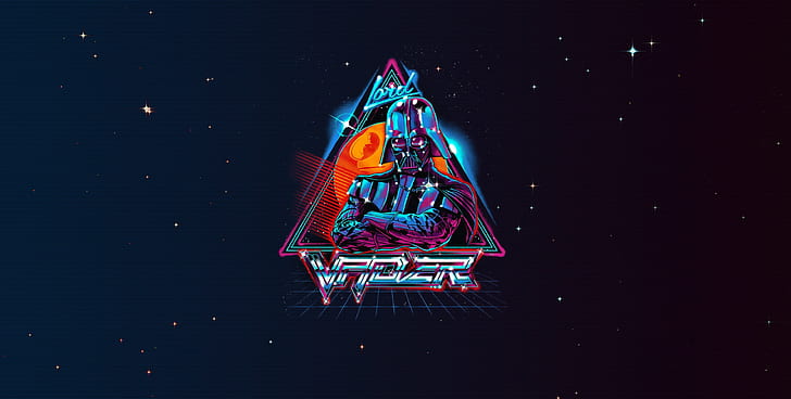 Minimalism, Space, Star Wars, Darth Vader, Neon, Vader, Lord, Synth, Retrowave, Synthwave, New Retro Wave, StarWars is coming, Futuresynth, Sintav, Retrouve, Outrun, Lord Vader, HD wallpaper