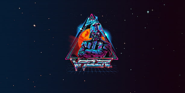 Minimalism, Space, Star Wars, Darth Vader, Neon, Vader, Lord, Synth, Retrowave, Synthwave, New Retro Wave, StarWars идва, Futuresynth, Sintav, Retrouve, Outrun, Lord Vader, HD тапет HD wallpaper