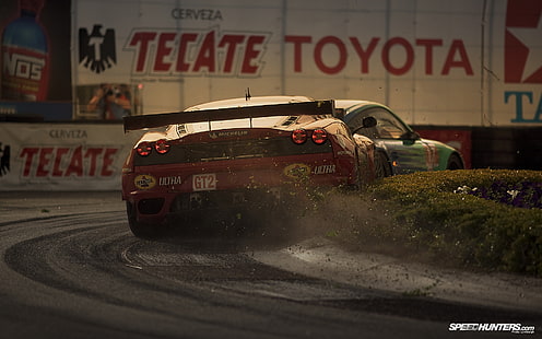 mobil balap GT2 merah, mobil, Ferrari, trek balap, mobil balap, kendaraan, Speedhunters, Wallpaper HD HD wallpaper