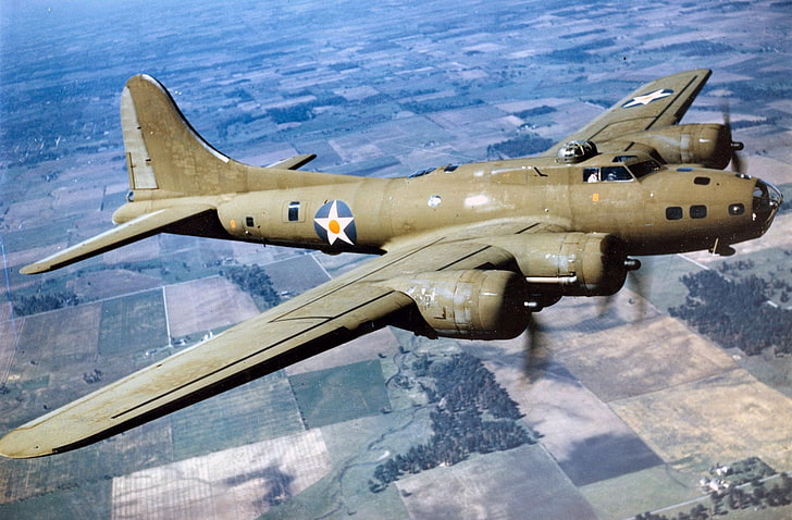 avião verde, Bombardeiros, Boeing B-17 Flying Fortress, Força Aérea, Aviões, Avião, Militar, HD papel de parede