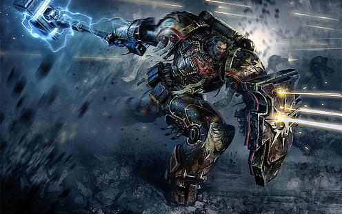 Warhammer 40000, видеоигры, космодесантники, мужчина держит щит аниме персонаж, warhammer 40000, видеоигры, космодесантники, HD обои HD wallpaper