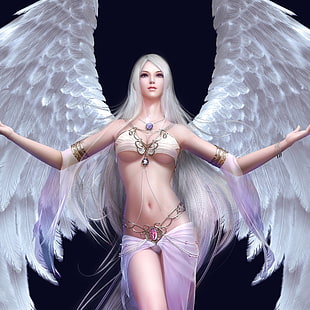 ángel, hermosa, belleza, chicas, colgante, alas, Fondo de pantalla HD HD wallpaper