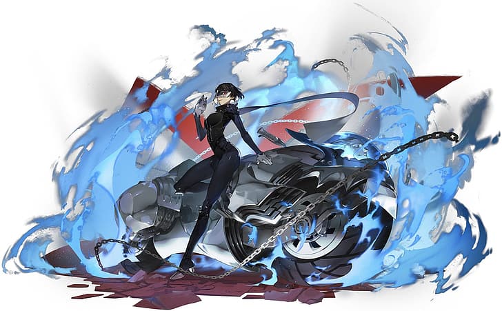 Persona 5, Makoto Niijima, garota motociclista, HD papel de parede