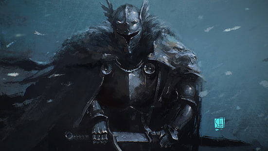 knight, sword, fantasy art, fantasy armor, HD wallpaper HD wallpaper