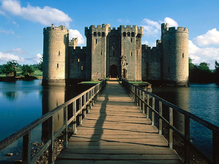 castle, bridge, Bodiam Castle, Sussex, England, HD wallpaper