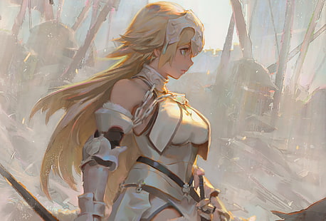 personaggio anime femminile dai capelli bianchi, Serie Fate, Fate / Grand Order, Jeanne d'Arc (Fate Series), Righello (Fate / Grand Order), Sfondo HD HD wallpaper