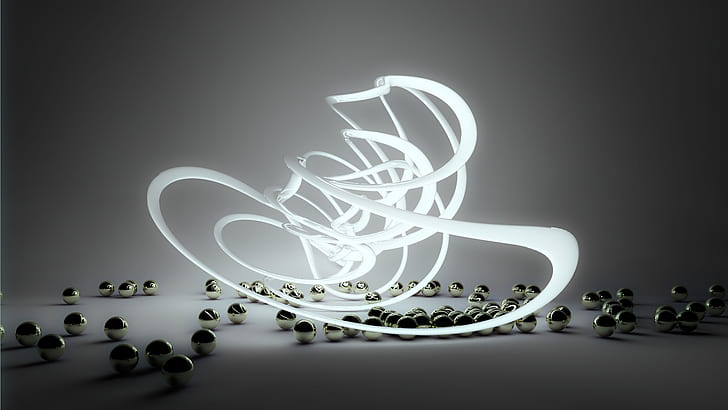 Abstract HD, white lighted tughra decor, abstract, digital/artwork, HD wallpaper