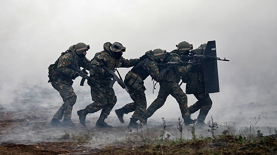 пет пушки АК, руска армия, HD тапет HD wallpaper