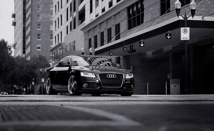 Audi A5 noir et blanc, coupé Audi noir, noir et blanc, blanc, noir, Audi, Fond d'écran HD