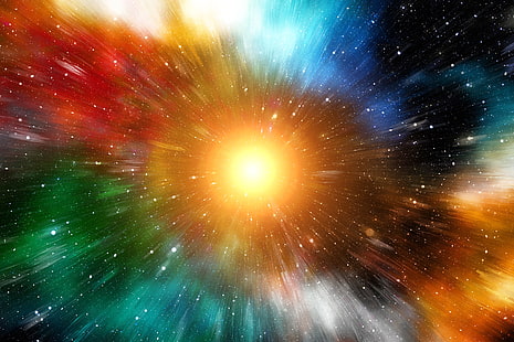 разноцветные галактические обои, лучи, разноцветные, солнце, ярко, сияние, HD обои HD wallpaper