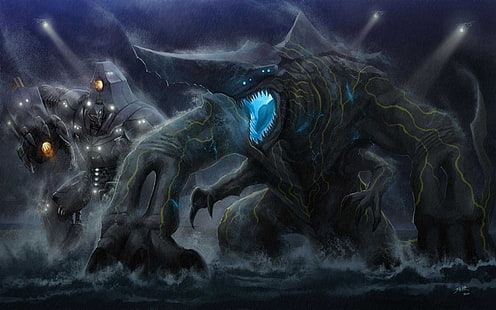 Pacific Rim Kaiju y Yaeger pintando, Pacific Rim, Fondo de pantalla HD HD wallpaper