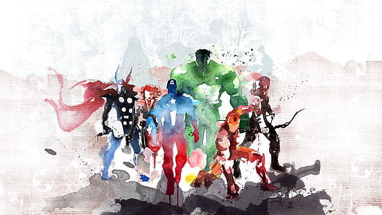 Marvel Avengers painting, The Avengers, Iron Man, Capitán América, Thor, Hulk, Black Widow, Hawkeye, Fondo de pantalla HD HD wallpaper