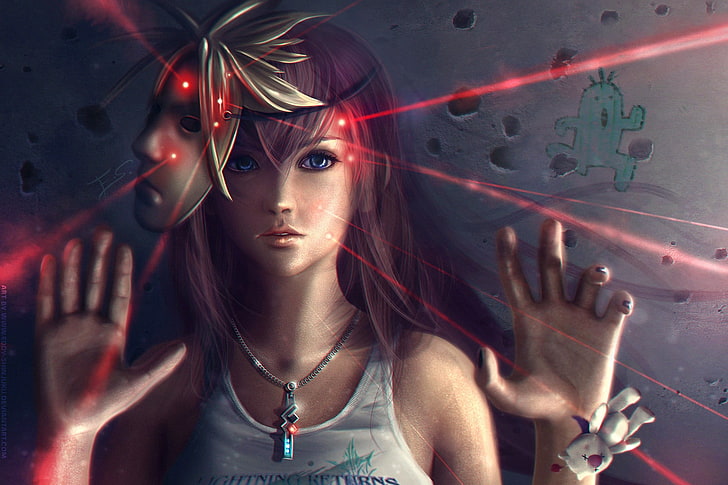 профил на розова коса женски аниме герой илюстрация, произведения на изкуството, жени, лазери, розова коса, Final Fantasy XIII, Claire Farron, меко засенчване, HD тапет