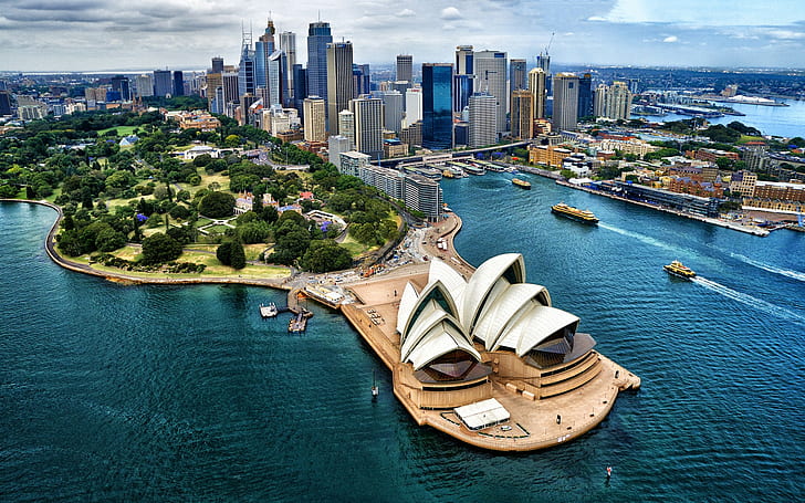 град, Сидни, опера в Сидни, фотография, Австралия, HD тапет