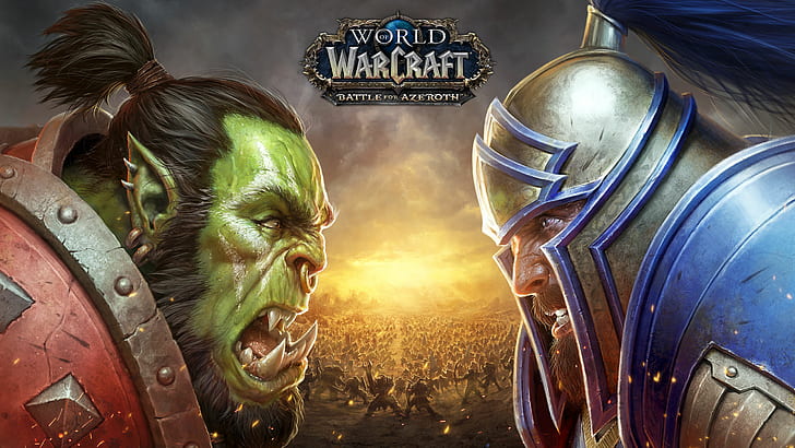 World of Warcraft: Battle for Azeroth, วิดีโอเกม, งานศิลปะ, Orc, ฝูงชน, Alliance, Warcraft, World of Warcraft, Blizzard Entertainment, วอลล์เปเปอร์ HD