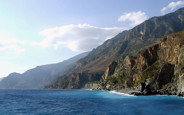 クレタ島の崖、クレタ島、崖、旅行と世界、 HDデスクトップの壁紙