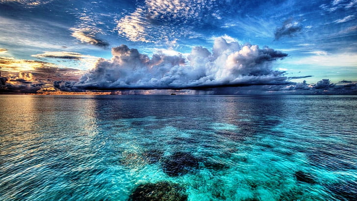 niebieski ocean morze 1600x900 Natura Oceans HD Art, Blue, ocean, Tapety HD