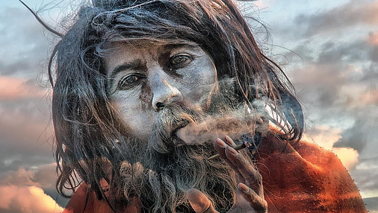 мъж пушене тапет, дим, фотография, HD тапет HD wallpaper