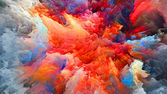 Explosão de cor, reflexão, HD papel de parede HD wallpaper
