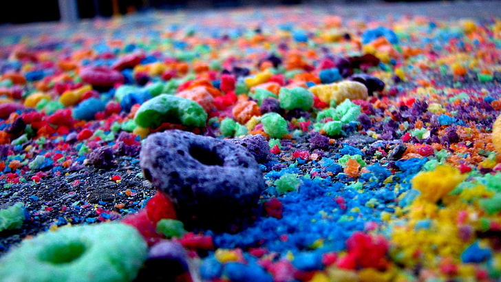 cereal foods, colorful, cereal, Fruit Loops, food, HD wallpaper