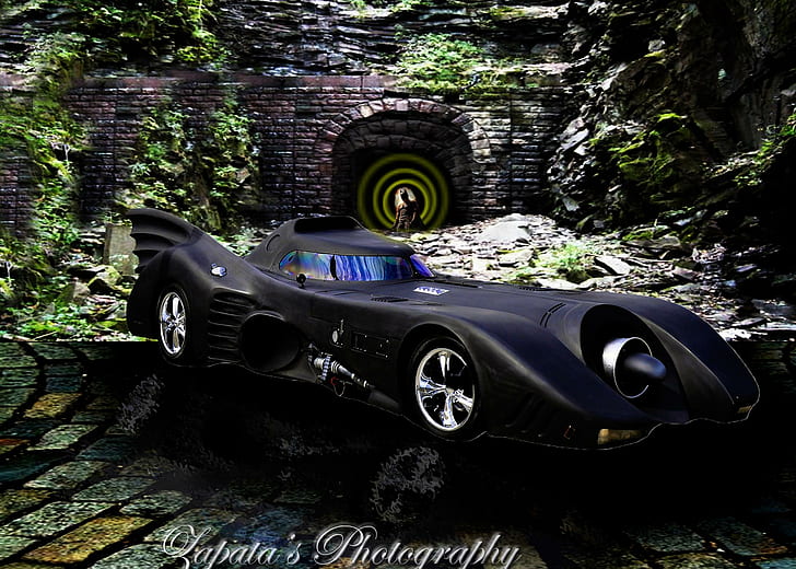 Batmobil, batmobile hitam, vett, mobil, pahlawan, mobil, Wallpaper HD