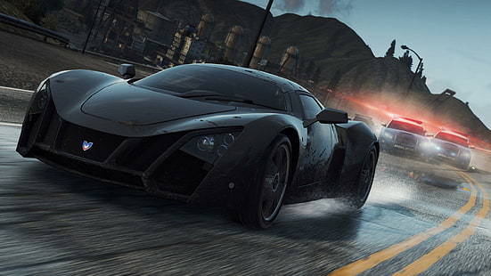 Marussia B2 - Need for Speed ​​- Most Wanted, coche deportivo negro, juegos, 1920x1080, need for speed, most wanted, marussia, marussia b2, Fondo de pantalla HD HD wallpaper