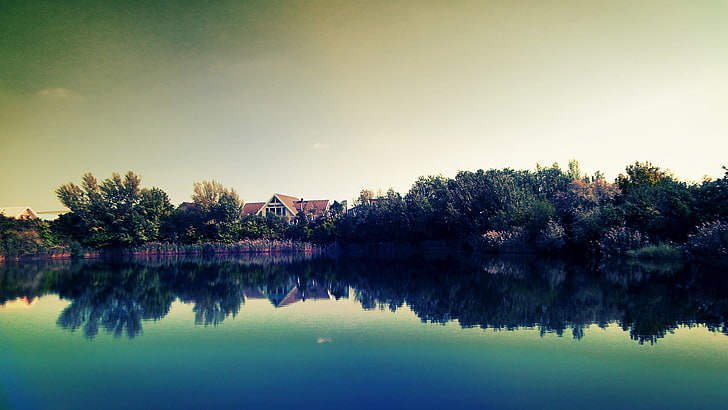 Lake resort, Lake reflections, 4K, HD wallpaper