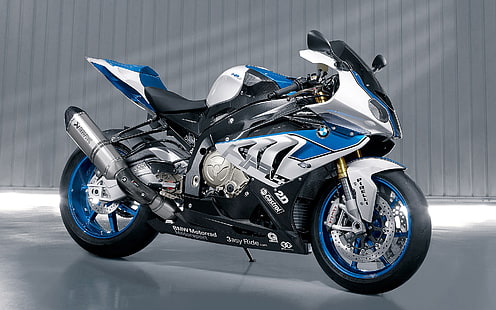 белый, черный и синий спортивный мотоцикл BMW, BMW, мотоцикл, автомобиль, BMW S1000RR, hp4, HD обои HD wallpaper