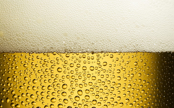 Drops, Beer, Freshness, Yellow, Foam, HD wallpaper
