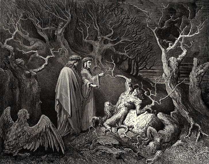 Dantes Inferno, Gustave Doré, Dante Alighieri, Komedi Ilahi, seni klasik, Wallpaper HD