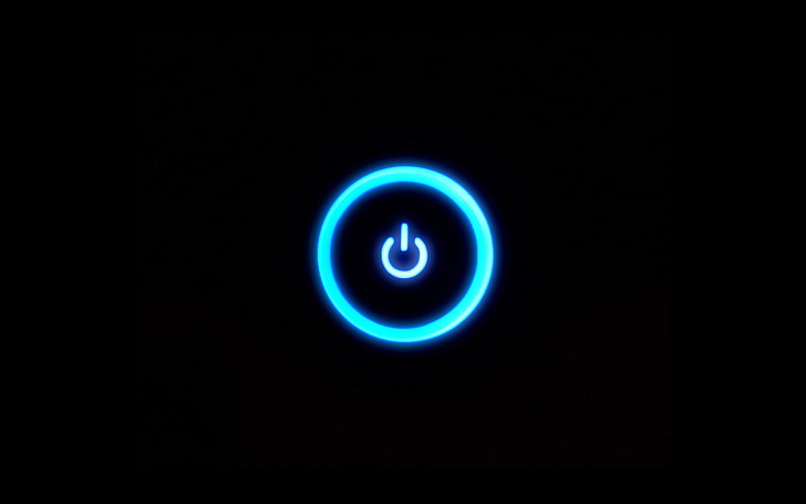 lighted power button, Neon, Black, Button, HD wallpaper