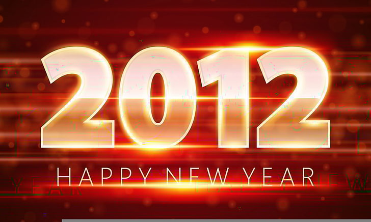 rotes Grußplakat des neuen Jahres 2012, Orange, Rot, Feiertag, neues Jahr, 2012, guten Rutsch ins Neue Jahr, das Jahr des Drachen, kommend, HD-Hintergrundbild