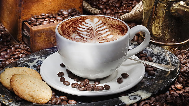 cappuccino, kaffee, kakao, tasse, getränk, espresso, getränk, kaffee, heiß, tasse, morgen, frühstück, braun, aroma, koffein, schaum, löffel, latte, milch, schwarz, tisch, teller, lecker, sahne, schokolade,lebensmittel, untertasse, zucker, flüssigkeit, pause, frisch, mokka, HD-Hintergrundbild