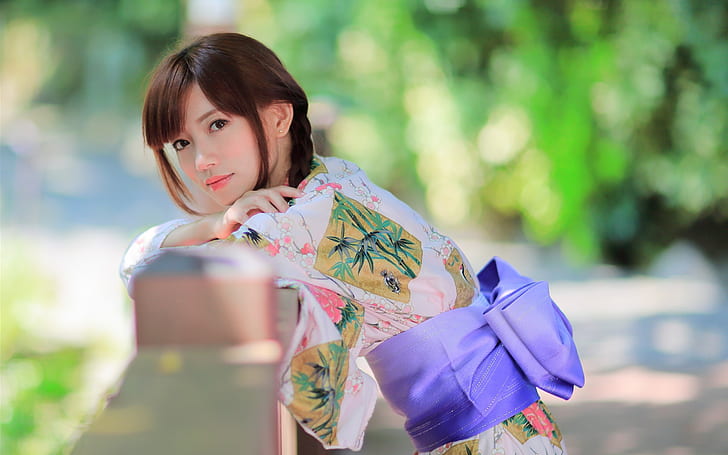 Beautiful Japanese girl, kimono, summer, Beautiful, Japanese, Girl, Kimono, Summer, HD wallpaper