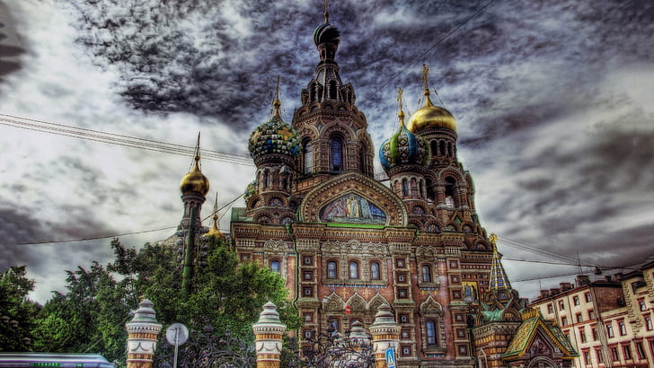 Тапет Църква на Спасителя на кръв, Русия, Европа, небе, облак 2560 × 1440, HD тапет