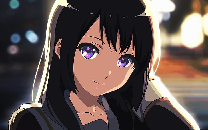 Anime, dźwięk! Eufonium, czarne włosy, twarz, dziewczyna, fioletowe oczy, Reina Kousaka, Tapety HD