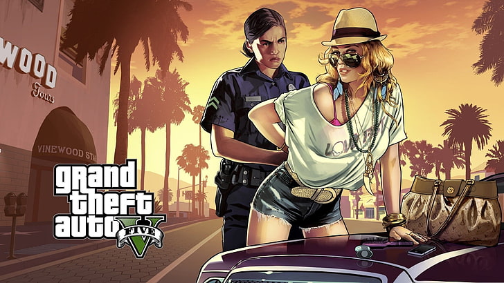 Poster Grand Theft Auto Five, Grand Theft Auto V, Rockstar Games, Wallpaper HD