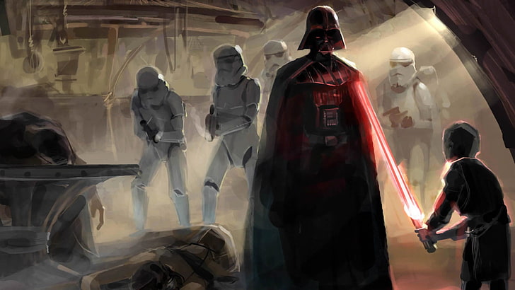 Star Wars digital art, Star Wars, science fiction, Darth Vader, stormtrooper, HD wallpaper