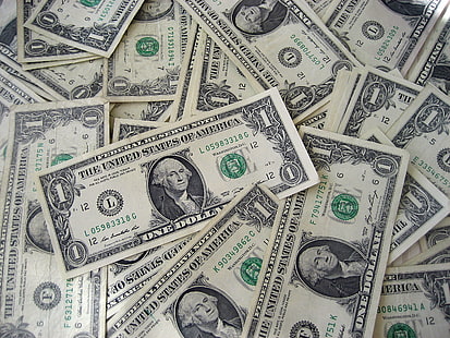 Notas de um dólar dos EUA, moeda, finanças, dólar, negócios, papel-moeda, riqueza, EUA, moeda dos EUA, sucesso, número 100, HD papel de parede HD wallpaper