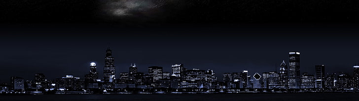 фото панорамы здания, множественный дисплей, горизонт, Чикаго, HD обои