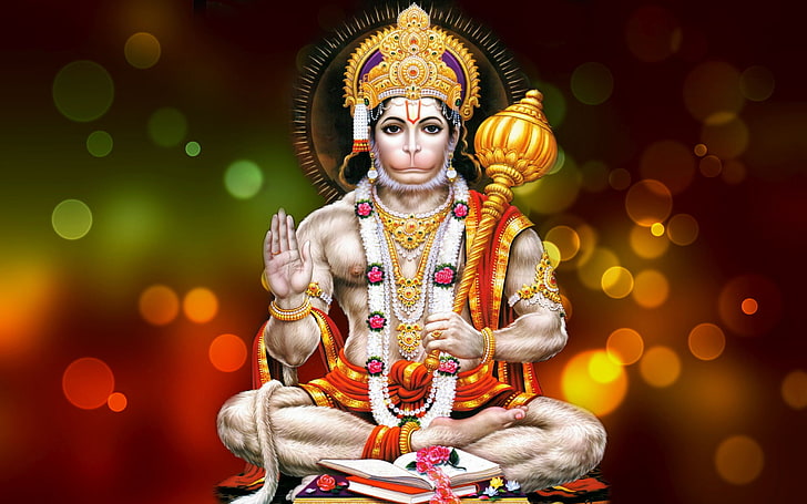 Dieu Hanuman Ji, Seigneur Hanuman, Dieu, Seigneur Hanuman, lumière, hanuman, seigneur, bokeh, Fond d'écran HD