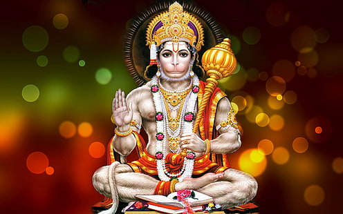 Dieu Hanuman Ji, Seigneur Hanuman, Dieu, Seigneur Hanuman, lumière, hanuman, seigneur, bokeh, Fond d'écran HD HD wallpaper