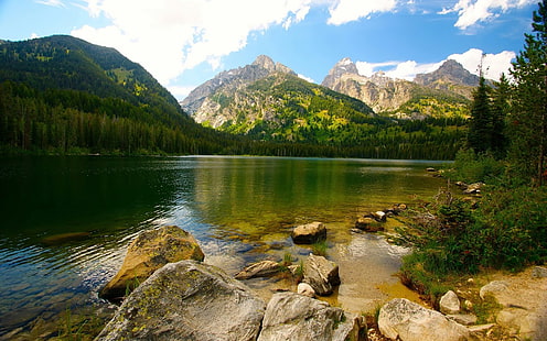 Природа Озеро Пейзаж Отражение Туман Гора Лед Елка Ultrahd 4k Обои 2560 × 1600, HD обои HD wallpaper