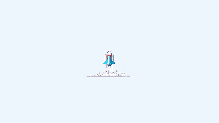 illustration, rocket, lift off, minimalism, HD wallpaper