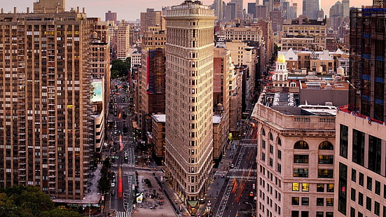 flatiron сграда, град, градски пейзаж, метрополия, забележителност, сграда, силует, Ню Йорк, ден, Манхатън, САЩ, САЩ, Ню Йорк, HD тапет HD wallpaper