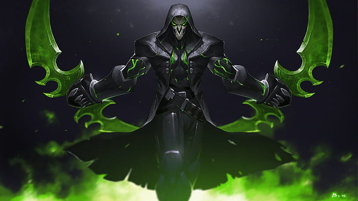 Reaper (Overwatch), Overwatch, Warcraft, demon, magic, drawing, HD wallpaper
